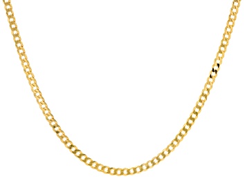 Picture of 18k Yellow Gold Over Sterling Silver 4mm Flat Curb 18 Inch Chain