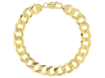 Picture of 18k Yellow Gold Over Sterling Silver 10mm Flat Curb Link Bracelet