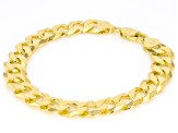 18k Yellow Gold Over Sterling Silver 10mm Flat Curb Link Bracelet