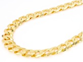 18k Yellow Gold Over Sterling Silver 10mm Flat Curb 22 Inch Chain