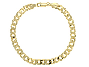 Picture of 18k Yellow Gold Over Sterling Silver 6mm Flat Curb Link Bracelet
