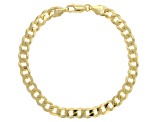 18k Yellow Gold Over Sterling Silver 6mm Flat Curb Link Bracelet