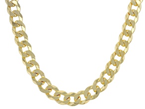18k Yellow Gold Over Sterling Silver 6mm Flat Curb 18 Inch Chain
