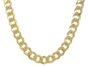 18k Yellow Gold Over Sterling Silver 6mm Flat Curb 24 Inch Chain