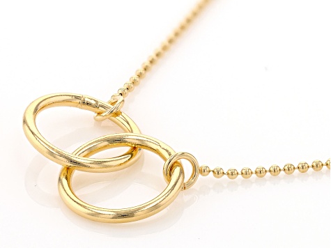 18k Yellow Gold Over Sterling Silver Double Circle 18 Inch Necklace