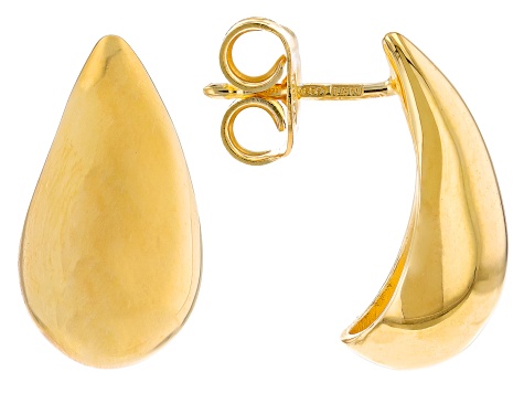 18k Yellow Gold Over Sterling Silver Teardrop Earrings