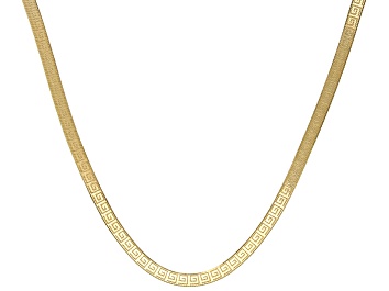Picture of 18k Yellow Gold Over Sterling Silver 4.4mm Greek Key Herringbone 20 Inch Chain