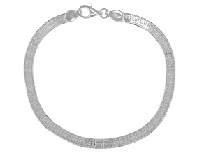 Sterling Silver 4.4mm Greek Key Herringbone Link Bracelet