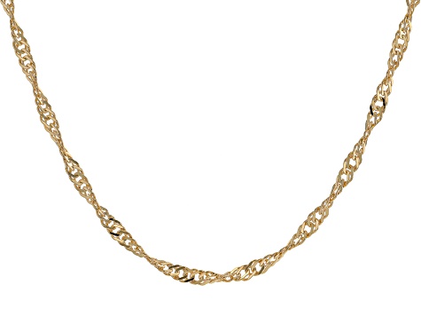 18k Yellow Gold Over Sterling Silver 4.5mm Singapore 20 Inch Chain