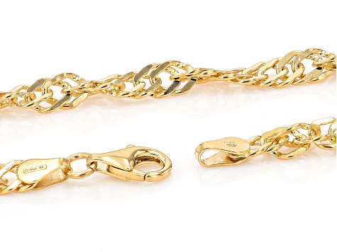 18k Yellow Gold Over Sterling Silver 4.5mm Singapore 20 Inch Chain