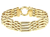 18k Yellow Gold Over Sterling Silver 12mm Figaro & Panther Link Bracelet