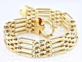 18k Yellow Gold Over Sterling Silver 12mm Figaro & Panther Link Bracelet