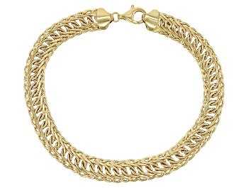 Picture of 18k Yellow Gold Over Sterling Silver 8mm Woven Oval Link Bracelet