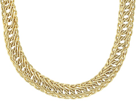 18k Yellow Gold Over Sterling Silver 8mm Woven Oval Link 18 Inch Chain