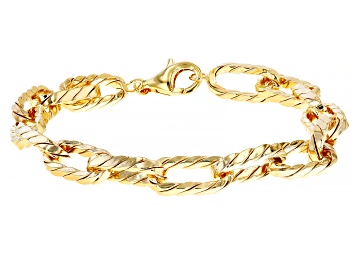 Picture of 18k Yellow Gold Over Sterling Silver 7mm Twisted Paperclip Link Bracelet