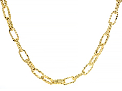 18k Yellow Gold Over Sterling Silver 7mm Twisted Paperclip 20 Inch Chain
