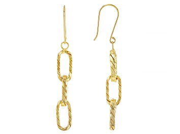 Picture of 18k Yellow Gold Over Sterling Silver Twisted Paperclip Link Dangle Earrings