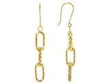 18k Yellow Gold Over Sterling Silver Twisted Paperclip Link Dangle Earrings