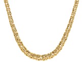 18k Yellow Gold Over Sterling Silver 9mm High Polished Graduated Byzantine 18 Inch Chain