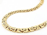 18k Yellow Gold Over Sterling Silver 9mm High Polished Graduated Byzantine 18 Inch Chain