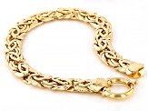 18k Yellow Gold Over Sterling Silver 9mm High Polished Byzantine Link Bracelet