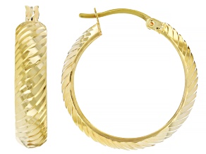18k Yellow Gold Over Sterling Silver 1" Diamond-Cut Hoop Earrings