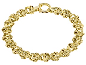 18k Yellow Gold Over Sterling Silver 10mm Polished & Textured Woven Knot Link Bracelet