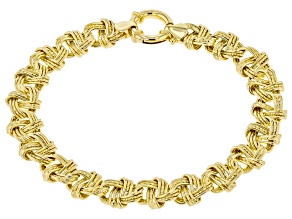 18k Yellow Gold Over Sterling Silver 10mm Polished & Textured Woven Knot Link Bracelet