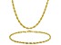 18k Yellow Gold Over Sterling Silver 3mm High Polished Rope Link Bracelet & 18 Inch Chain Set of 2
