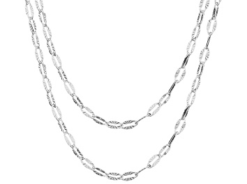 Picture of Sterling Silver 2.7mm Sunburst Paperclip 18 & 20 Inch Chain Set of 2