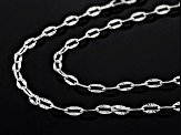Sterling Silver 2.7mm Sunburst Paperclip 18 & 20 Inch Chain Set of 2