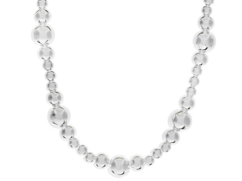 Sterling Silver Bead Station 18 Inch Necklace