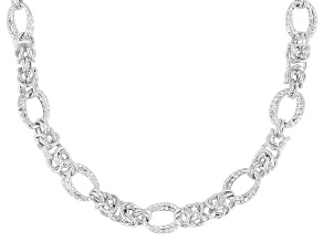 Sterling Silver Diamond-Cut & Polished Byzantine Station 20 Inch Necklace