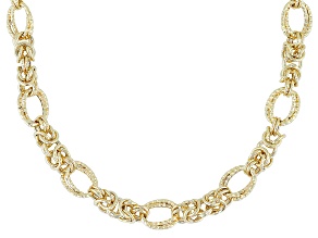 18k Yellow Gold Over Sterling Silver Diamond-Cut & Polished Byzantine Station 20 Inch Necklace