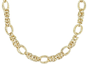 Picture of 18k Yellow Gold Over Sterling Silver Diamond-Cut & Polished Byzantine Station 20 Inch Necklace