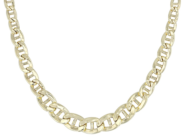 18k Yellow Gold Over Sterling Silver 6.6mm Graduated Mariner 18