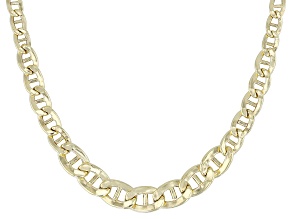 18k Yellow Gold Over Sterling Silver 6.6mm Graduated Mariner 18 Inch Chain
