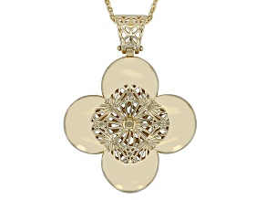 18k Yellow Gold Over Sterling Silver Filigree Clover Pendant 20 Inch Necklace