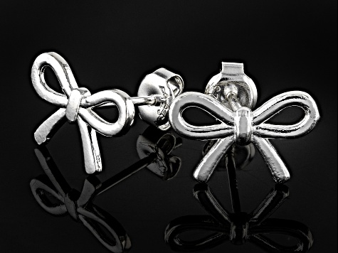 Sterling Silver Bow Stud Earrings