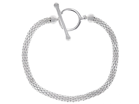 Sterling Silver 4mm Popcorn Link Toggle Bracelet