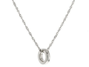 Picture of Sterling Silver Circle Pendant Singapore Link 18 Inch Necklace
