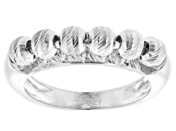 Picture of Sterling Silver Diamond-Cut Bead Spinner Ring