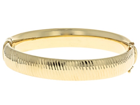 18k Yellow Gold Over Sterling Silver 12mm Diamond-Cut Bangle