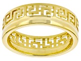 18k Yellow Gold Over Sterling Silver Polished Band Ring & Greek Key Band Ring Set of 2