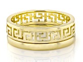 18k Yellow Gold Over Sterling Silver Polished Band Ring & Greek Key Band Ring Set of 2