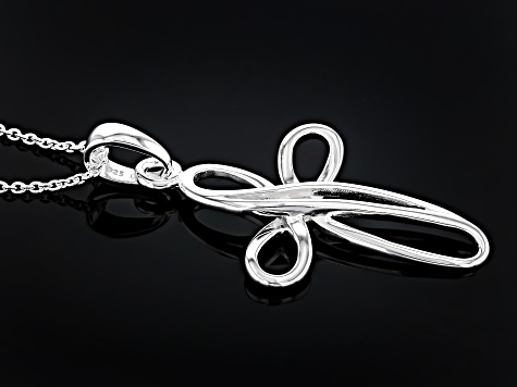 アクセサリー Trasure/Silver Cross PD White Cubic Zirconia Rhodium Over Sterling Silver Cross