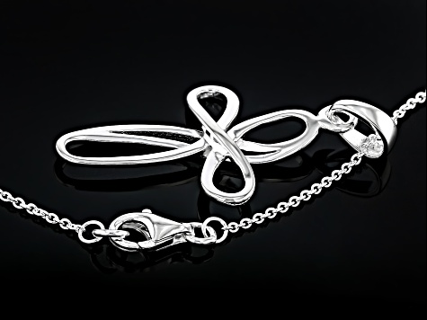 Sterling Silver Ribbon Cross Pendant With 18 Inch Chain