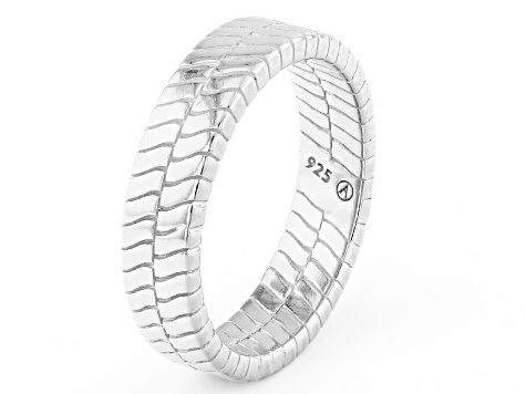 Sterling Silver Chevron Pattern Band Ring - AG1328A | JTV