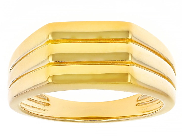 18k Yellow Gold Over Sterling Silver Square Design Ring