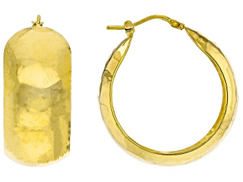 Picture of 18k Yellow Gold Over Sterling Silver Hammered Hoop Earrings